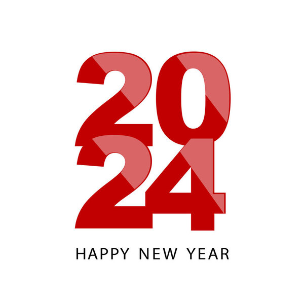 2024 Happy New Year lettering on white background.