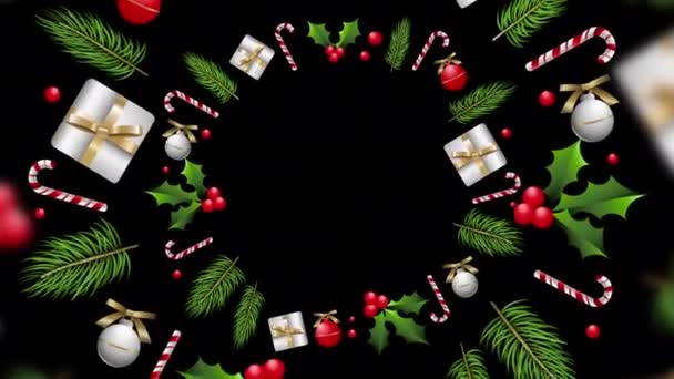 Feliz Natal Feliz Ano Novo Modelo Animação Moldura Decorativa — Vídeo de Stock