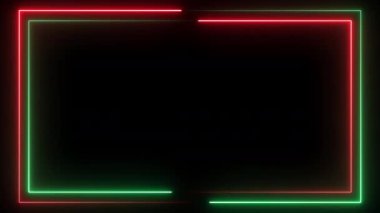 Siyah arkaplanda neon kırmızı ve yeşil çerçeveler.