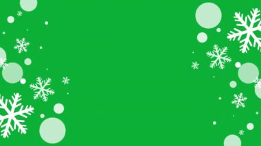 Kar taneleri ve topları olan yeşil ve beyaz Noel arkaplanı 