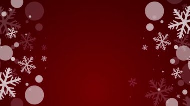 Kar taneleri ve topları olan kırmızı ve beyaz Noel arkaplanı 