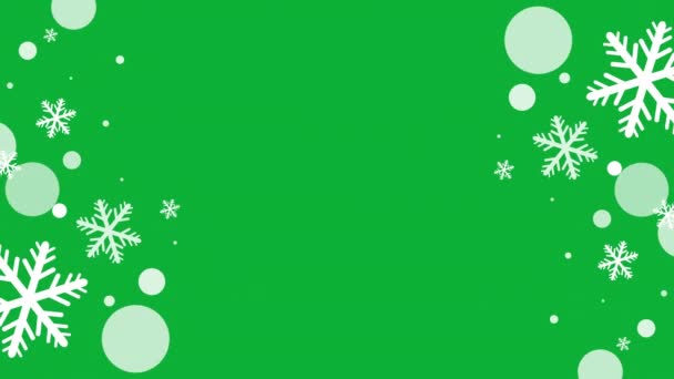 Зеленый Белый Рождественский Фон Снежинками Шарами — стоковое видео