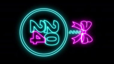 Siyah arkaplanda asılı neon pankart 2024 