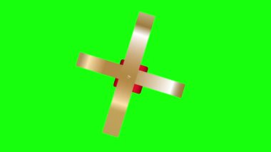 Yeşil arka planda fiyonklu kırmızı hediye kutusu 