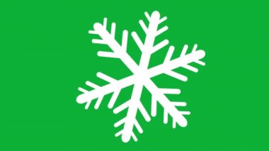 İzole edilmiş kar tanesi izole edilmiş yeşil ekranda dönüyor.