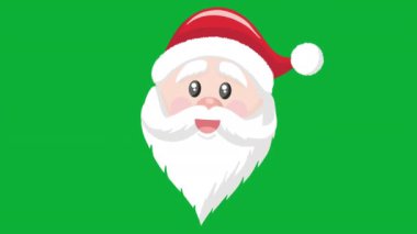 Noel Baba yeşil arka planda animasyonla karşı karşıya 