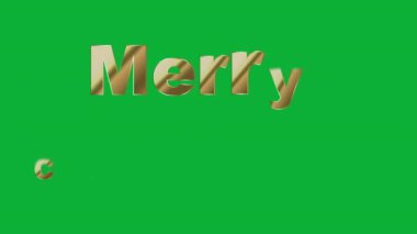 Yeşil arka planda animasyon Altın Mutlu Noeller metin tasarımı