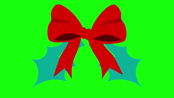 绿色背景的红丝带领带和绿叶 — 图库视频影像