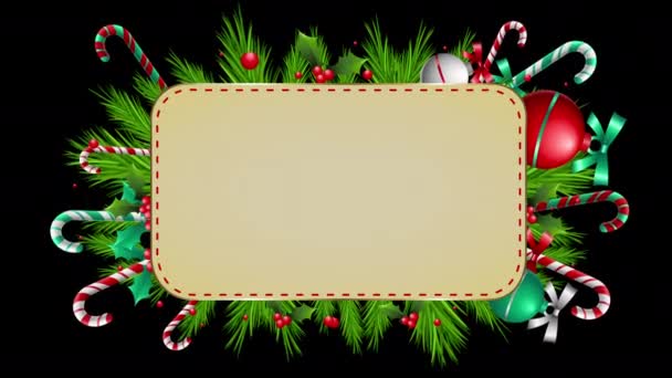 Nieuwjaar Kerstmis Geanimeerd Verticaal Frame Ontwerp Met Roterende Decoraties — Stockvideo
