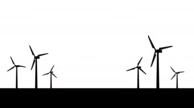 Silüet rüzgar türbinleri koleksiyonu arka planda izole edildi. Vektör Siluet Stili Rüzgar Türbin Kuleleri simgeleri. Alternatif Enerji. Yel değirmeni Enerji Enerji Sanayi Canlandırma Simgeleri.