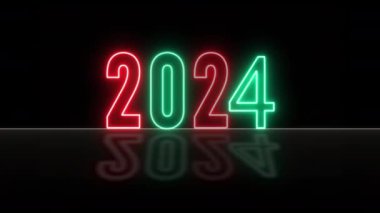  Renkli Animasyon 2024 Yeni Yıl Yaratıcı Kutlama Kartı Tasarımı Elementi Arka planda izole edildi. 