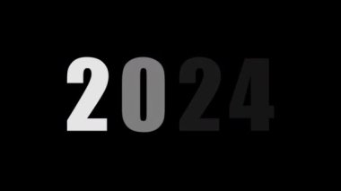 Mutlu yıllar 2024 Animasyon Tasarımı. El Çizimi Madalyası 2024 Tebrik Kartı
