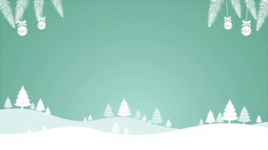 Animasyon Kağıt Kesme Tarzı Noel ve Yeni Yıl Sancak Kar Tepeleri karla kaplı ağaçlar ve Cypress Ağaçları. Yeni Yıl Canlandırması İzole Tasarım Şablonu. Kış mevsimi hava tasarım şablonu
