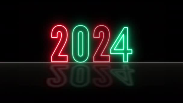 Renkli Animasyon 2024 Yeni Yıl Yaratıcı Kutlama Kartı Tasarımı Elementi — Stok video