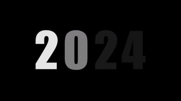 Frohes Neues Jahr 2024 Animationsdesign Handgezeichnete Dekorierte 2024 Grußkarte — Stockvideo