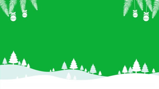Animated Paper Cut Style Χριστούγεννα Και Πρωτοχρονιά Banner Χιονόμπαλες Δέντρα — Αρχείο Βίντεο