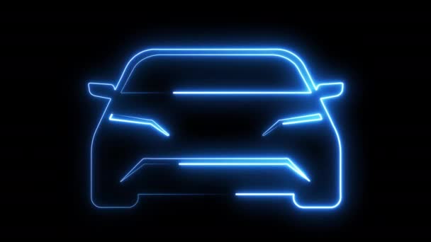 Modern Glowing Neon Line Light Car Animation Led Light Vehicle — Stock Video