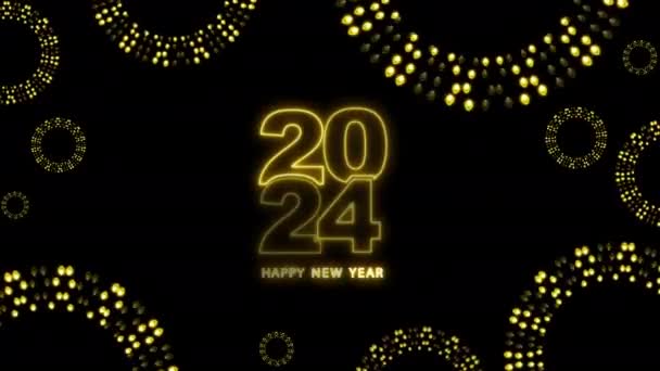 Kutlama Partisi Dijital Animasyon Aralık Havai Fişekleri 2024 Takvimi Mutlu — Stok video