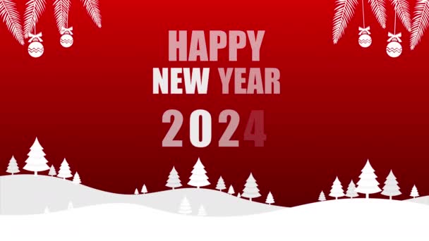 Estilo Corte Papel Animado Navidad 2024 Feliz Año Nuevo Tarjeta — Vídeos de Stock