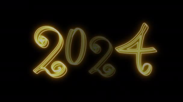 Animated Neon Colors Design Voor 2024 Happy New Year Creative — Stockvideo