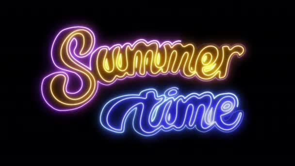 手書きスタイルの夏時間 グリーンクロマキースクリーンにアニメーションテキストが分離されます 夏休みの広告とデザイン要素 — ストック動画
