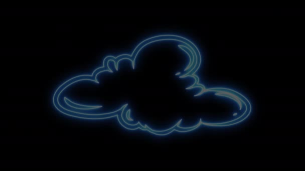 Świecąca Neonowa Lekka Animacja Chmury Świecące Neonowe Światła Izolowana Chmura — Wideo stockowe