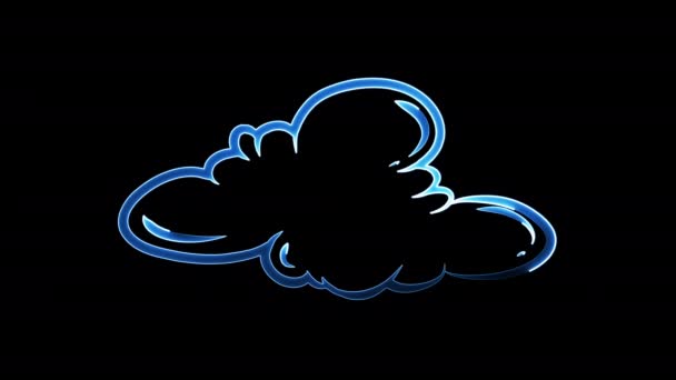 Brillante Neon Luce Nuvola Animazione Luci Neon Incandescenti Nuvola Isolata — Video Stock