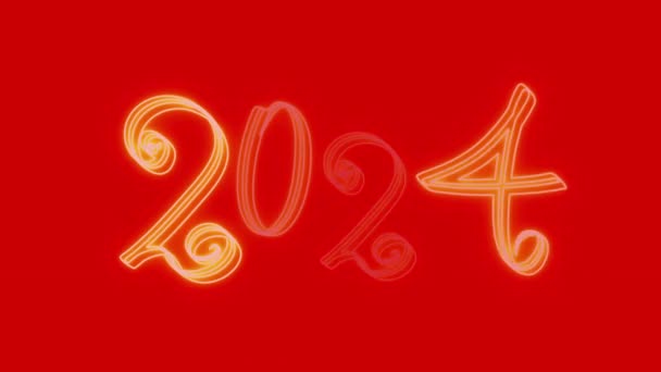 Decoratieve Wenskaart Vrolijke Decoratie Animatie Achtergrond 2024 Nieuwjaars Kerstkaart — Stockvideo
