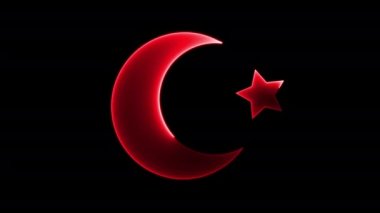 Neon Parlayan Ay ve Yıldız Tasarımı Siyah Arkaplanda İzole Edildi.