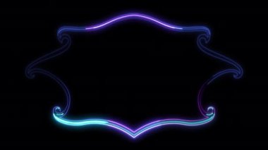 Dekoratif Süsleme Neon Şablonu Kara Arkaplan 'da izole edildi. İslami veya geleneksel konsept çerçeve şablonu.