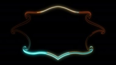 Dekoratif Süsleme Neon Şablonu Kara Arkaplan 'da izole edildi. İslami veya geleneksel konsept çerçeve şablonu.