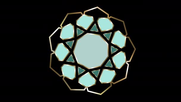Ouro Azul Decorativo Design Ornamental Projeto Mandala Tradicional Metal Dourado — Vídeo de Stock