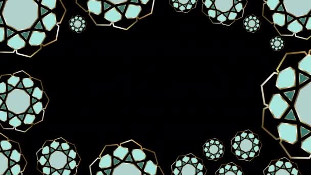 Ouro Azul Decorativo Design Ornamental Ramadã Banner Conceito Islâmico Modelo — Vídeo de Stock