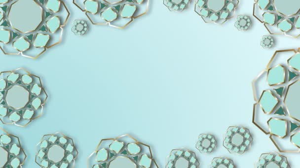 Oro Blu Decorativo Design Ornamentale Ramadan Banner Concetto Islamico Modello — Video Stock