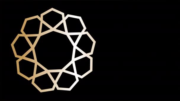 3D黄金和蓝色装饰设计 金金属传统曼陀罗设计 斋月和伊斯兰概念横幅或卡片模板 在黑色背景下被隔离 — 图库视频影像
