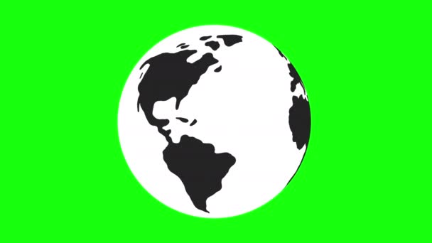 Flat Design Spinning Earth Planet Earth Animation — Stock Video
