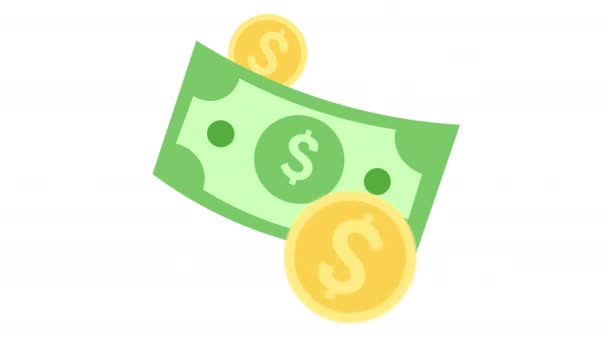 Ícone Dinheiro Vector Flat Dólar Isolado Cent Sign Usd Dinheiro — Vídeo de Stock