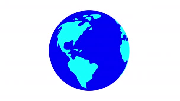 Diseño Plano Tierra Giratoria Planeta Tierra Animación — Vídeos de Stock