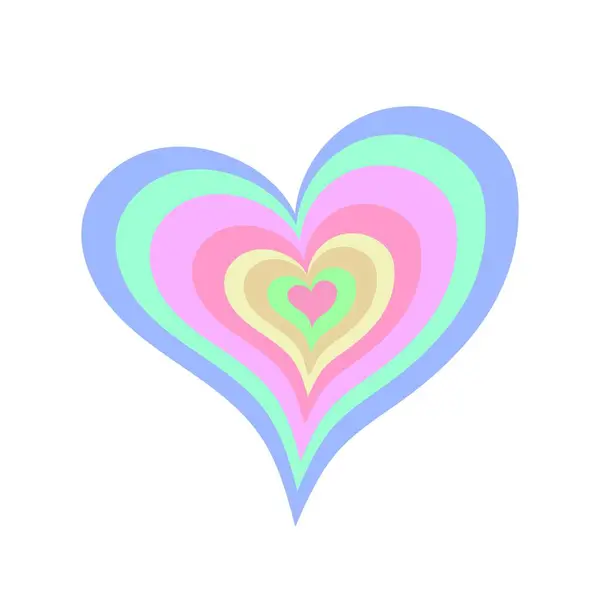 Renkli Fuvky Kalp Ayırılmış Doodle Kalbi Çizimi — Stok Vektör