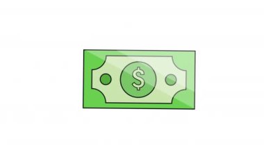 Beyaz Arkaplanda İzole Edilmiş Animasyon Doları Banknotları 
