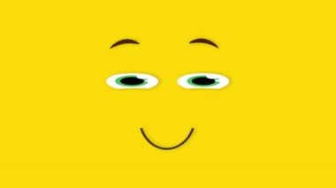 Sarı arka planda yanıp sönen gözleri olan animasyon emoji yüzü