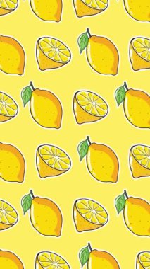 Sarı Toplu ve Yarım Taşıyıcı Limonlar Sarı Arkaplanda 