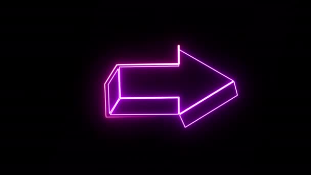 Gloeiende Neon Light Arrow Sign Violet Blue Tones Achtergrond — Stockvideo