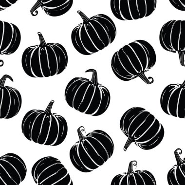 Vektör El beyaz arka planda kusursuz balkabağı deseni çizdi. Kalemle çizilmiş balkabağı dokusu. Klasik sebze biçimi arkaplan