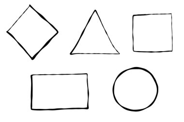 Bir dizi çizilmiş el geometrik şekiller. Projeniz için tasarım ögeleri koleksiyonu Koleksiyon modayı yarım ton retro ve minimal vektör geometrik