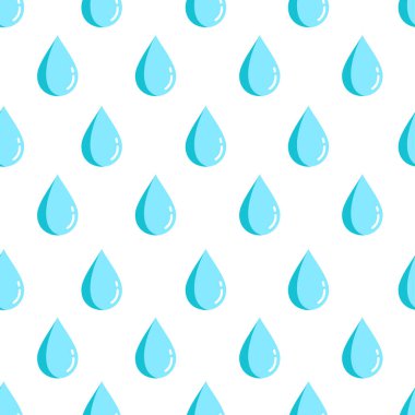 Su damlaları vektörsüzdür. Tarzlı mavi yağmur damlaları, pürüzsüz desenli bir arka plan. Vektör duvar kağıdı, beyaz arkaplan üzerinde arkaplan.