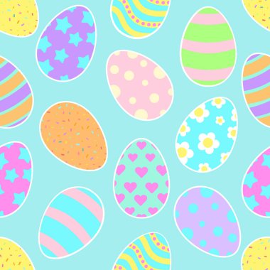 Mutlu Paskalya Vektör Kutlama Tasarımı Elemanı. Tavşanlar, süslenmiş ve boyanmış yumurtalar.