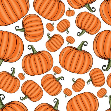 Vektör Renkli Düz Kabaklar kusursuz desenli çizgi film tasarımı balkabakları