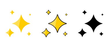 Parlak ikon sembol tasarım elementlerinin vektör koleksiyonu. Düz, Taslak ve Temiz Siluet Stili parlama işaretleri ayarlandı. Beyaz arkaplanda izole