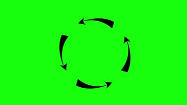 yeşil arkaplan üzerinde dönen oklar, canlandırma